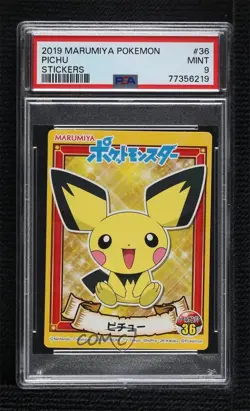 Pichu Holo Marumiya Pokemon Sword & Shield Character Stickers Food Issue PSA 9 - Image 1