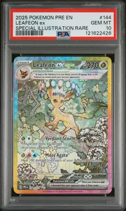2025 POKEMON PRE EN-PRISMATIC EVOLUTIONS SIR #144 LEAFEON EX PSA 10 - Image 1