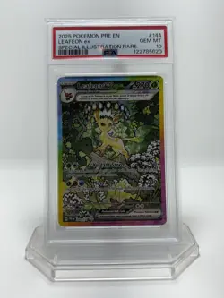 2025 POKEMON PRE EN-PRISMATIC EVOLUTIONS SIR #144 LEAFEON EX PSA 10 - Image 1
