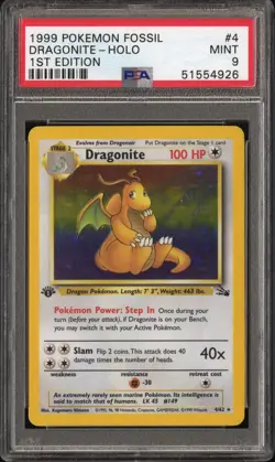 Dragonite Holo 1st Edition #4/62 - 1999 Pokemon Fossil - PSA 9 !! - Image 1
