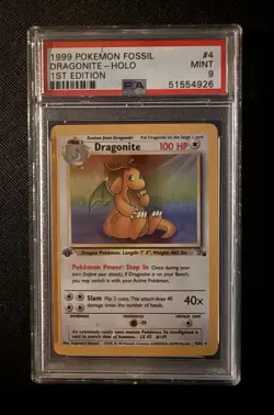 Dragonite Holo 1st Edition #4/62 - 1999 Pokemon Fossil - PSA 9 !! - Image 3