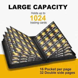 1024 POCKET TRADING CARD BINDER COMPATIBLE WITH POKEMON TCG MTG, BASEBALL CARDS - Image 1