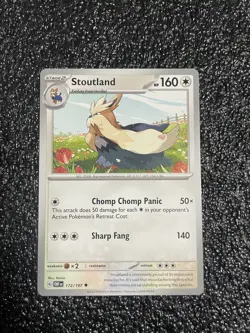 Stoutland 172/197 Obsidian Flames Uncommon 2023 OBF Pokemon Card Scarlet Violet - Image 1