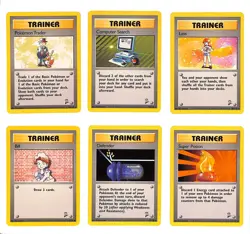 6 Card Pokemon Base Set 2 Trainer Lot - Trader, Lass, Bill, Comp Search, Potion - Image 1