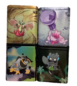 Pokemon TCG Tins Lot Of 4 Empty Various Stacking Tins W/ Stickers Excellent - Image 2