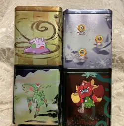 Pokemon TCG Tins Lot Of 4 Empty Various Stacking Tins W/ Stickers Excellent - Image 4