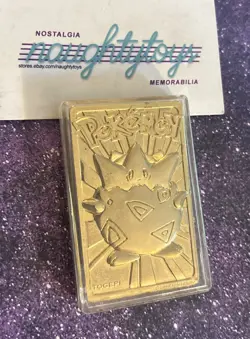 Vtg Pokemon 23K Gold Plated Card 1999 Burger King Limited Edition Togepi w/ Case - Image 1