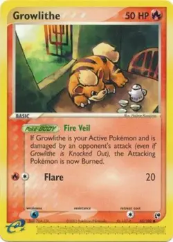 Moderately Played, English Pokemon Regular Growlithe - 65/100 - Common EX Sandst - Image 1