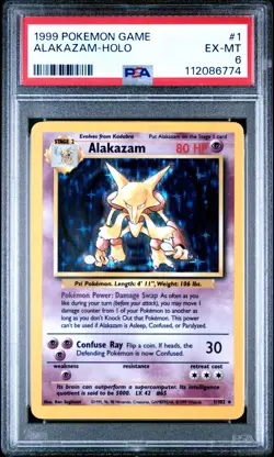 PSA 6 EX-MT 1999 Pokemon Alakazam Holo Base Set Unlimited 1/102 - Image 1
