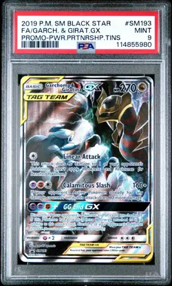 PSA 9 Garchomp & Giratina GX SM193 Promo Full Art Pokemon Card Sun & Moon 2019 - Image 1