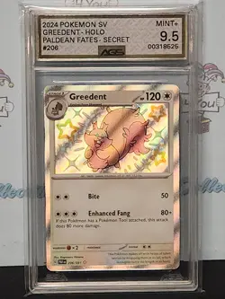 Pokemon 2024 Sv Paldean Fates Ags Mint 9.5 Secret Greedent Holo Graded Card - Image 2