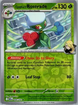 Pokemon Cynthia's Roserade #008/182 SV10: Destined Rivals Reverse Holo NM - Image 1
