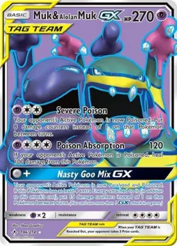 Pokemon Muk & Alolan Muk GX (196) (Full Art) NM 1st Edition Normal - Image 1