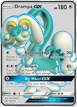 Pokemon Drampa GX (Full Art) NM 1st Edition Normal SM - Guardians Rising - Image 1