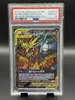 Pokemon Moltres & Zapdos & Articuno GX Hidden Fates ETB FA Promo SM210 PSA 10 - Image 1
