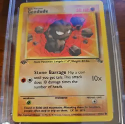 CGC 10 Pristine Geodude 1999 Fossil 1st Edition Pokemon 47/62 - Image 3