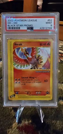 2002 POKEMON HO-OH LEAGUE PROMO BLACK STAR POKEMON CENTER NY #52 PSA 9 MINT - Image 1