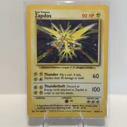 Pokemon TCG Zapdos Base Set Holo Unlimited Rare Card 16/102 WOTC - Image 1