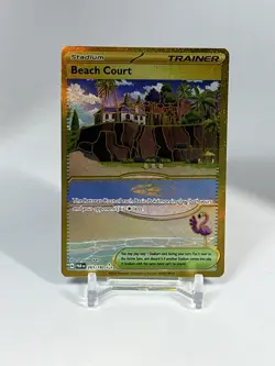 Beach Court # 263/182 Paradox Rift Gold Holo Hyper Rare Pokemon Card NM - Image 1