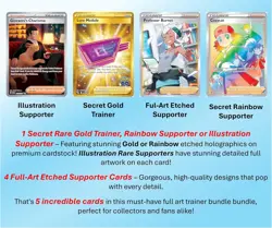Pokemon 5 Full Art Trainer Card Lot - X1 Secret Rare, X4 Full Art Etched Cards - - Image 2