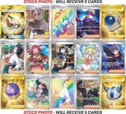 Pokemon 5 Full Art Trainer Card Lot - X1 Secret Rare, X4 Full Art Etched Cards - - Image 4