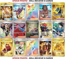 Pokemon 5 Full Art Trainer Card Lot - X1 Secret Rare, X4 Full Art Etched Cards - - Image 5