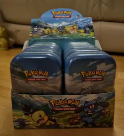 Pokemon TCG Sealed Mini Tins x10 Display Box - Riolu & Turtwig Editions - Image 1