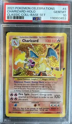 2021 Pokemon Charizard Celebrations #4 Classic Base Set Holo - PSA 10 - Image 1