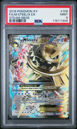 2016 POKEMON XY STEAM SIEGE #109 FULL ART/M STEELIX EX PSA 9 - Image 1