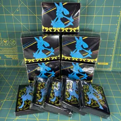 5X 65 Count Crown Zenith Pokemon Center ETB Lucario Card Sleeves & Deck Box New - Image 1