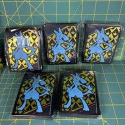 5X 65 Count Crown Zenith Pokemon Center ETB Lucario Card Sleeves & Deck Box New - Image 2
