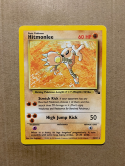 Hitmonlee 22/62 Fossil Set - Non-Holo Rare Pokemon Card - LP - Image 1