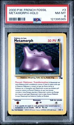 2000 Pokemon FRENCH Unlimited Fossil Metamorph-Ditto Holo 3/62 PSA 8 NM-MT - Image 1