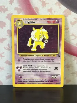 Pokemon TCG Hypno 8/62 Fossil Unlimited Holo Vintage Rare Card WOTC 1999 MP - Image 1