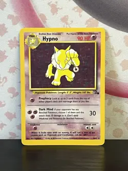 Pokemon TCG Hypno 8/62 Fossil Unlimited Holo Vintage Rare Card WOTC 1999 MP - Image 1