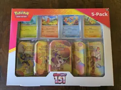 Pokemon Scarlet & Violet - 151 (5-Pack) Mini Tins w/ 4 Promo cards Costco Bundle - Image 1