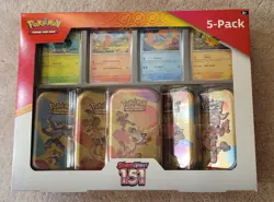Pokemon Scarlet & Violet - 151 (5-Pack) Mini Tins w/ 4 Promo cards Costco Bundle - Image 1