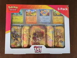 Pokemon Scarlet & Violet - 151 (5-Pack) Mini Tins w/ 4 Promo cards Costco Bundle - Image 1