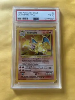 1999 Pokemon Base Set Unlimited #4 Charizard-Holo PSA - Image 1