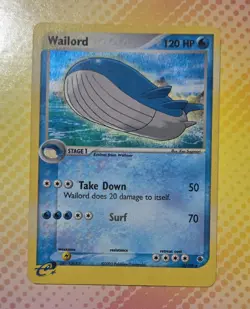 Vintage 2003 Wailord 14/109 EX Ruby Sapphire Rare Holo Bleed Pokemon TCG LP Card - Image 1