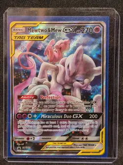 Mewtwo and Mew GX SM191 Tag Team Black Star Promo Pokemon Card Rare - Image 1