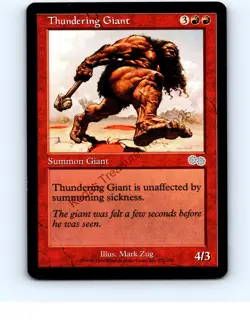 Thundering Giant #221 Red Uncommon Urza's Saga MTG NP Near Mint or Better - Image 1