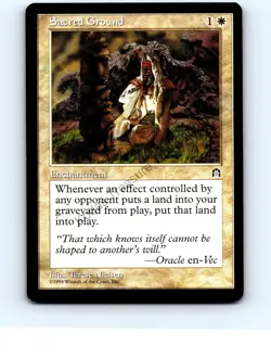 Sacred Ground White Rare Stronghold MTG NP Near Mint or Better - Image 1