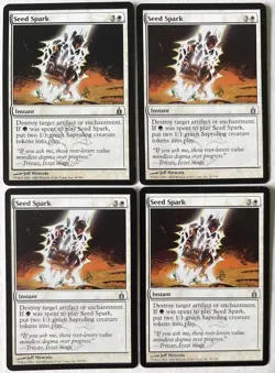 4x Seed Spark Playset NM MTG Ravnica: City of Guilds Disenchant Saproling Tokens - Image 1