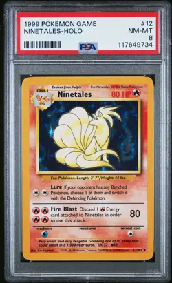PSA 8 NM-MT 1999 Pokemon Ninetales Holo Base Set Unlimited 12/102 - Image 1