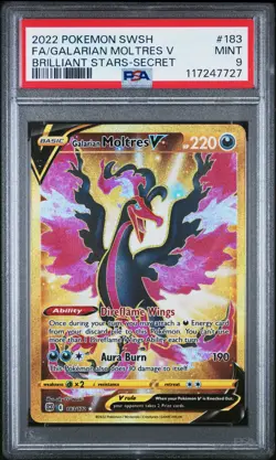 2022 POKEMON SWORD & SHIELD BRILLIANT STARS FULL ART/GALARIAN MOLTRES V PSA 9 - Image 1