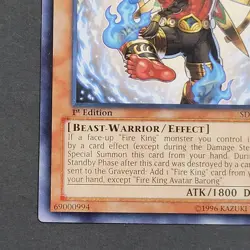Yugioh TCG - 1x Fire King Avatar Barong - SDOK-EN002 - NM - Common - 1st Ed 2013 - Image 3