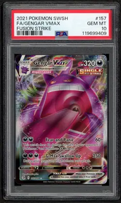2021 POKEMON SWORD & SHIELD FUSION STRIKE #157 FULL ART/GENGAR VMAX PSA 10 Gem - Image 1