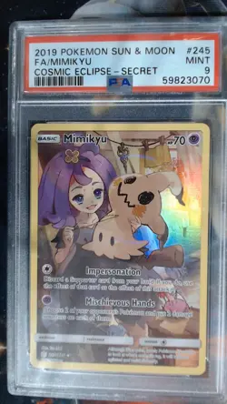 2019 Pokemon Mimikyu 245/236 Cosmic Eclipse Secret Rare PSA 9 - Image 1