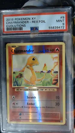 2016 Pokemon Charmander Reverse Holo 9/108 XY Evolutions PSA 9 - Image 1